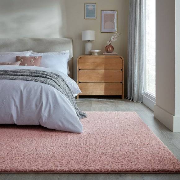Dunelm Snuggle Washable Rug Pink