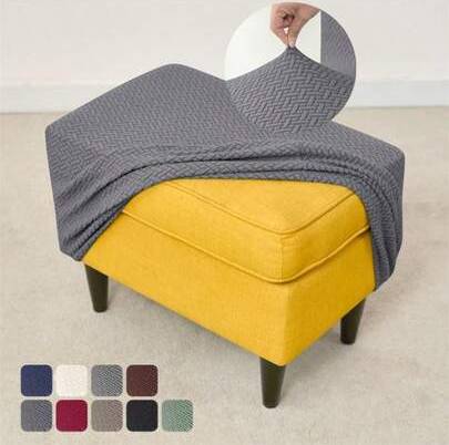 Shein Solid Color Stretch Footstool Set Loose Covers