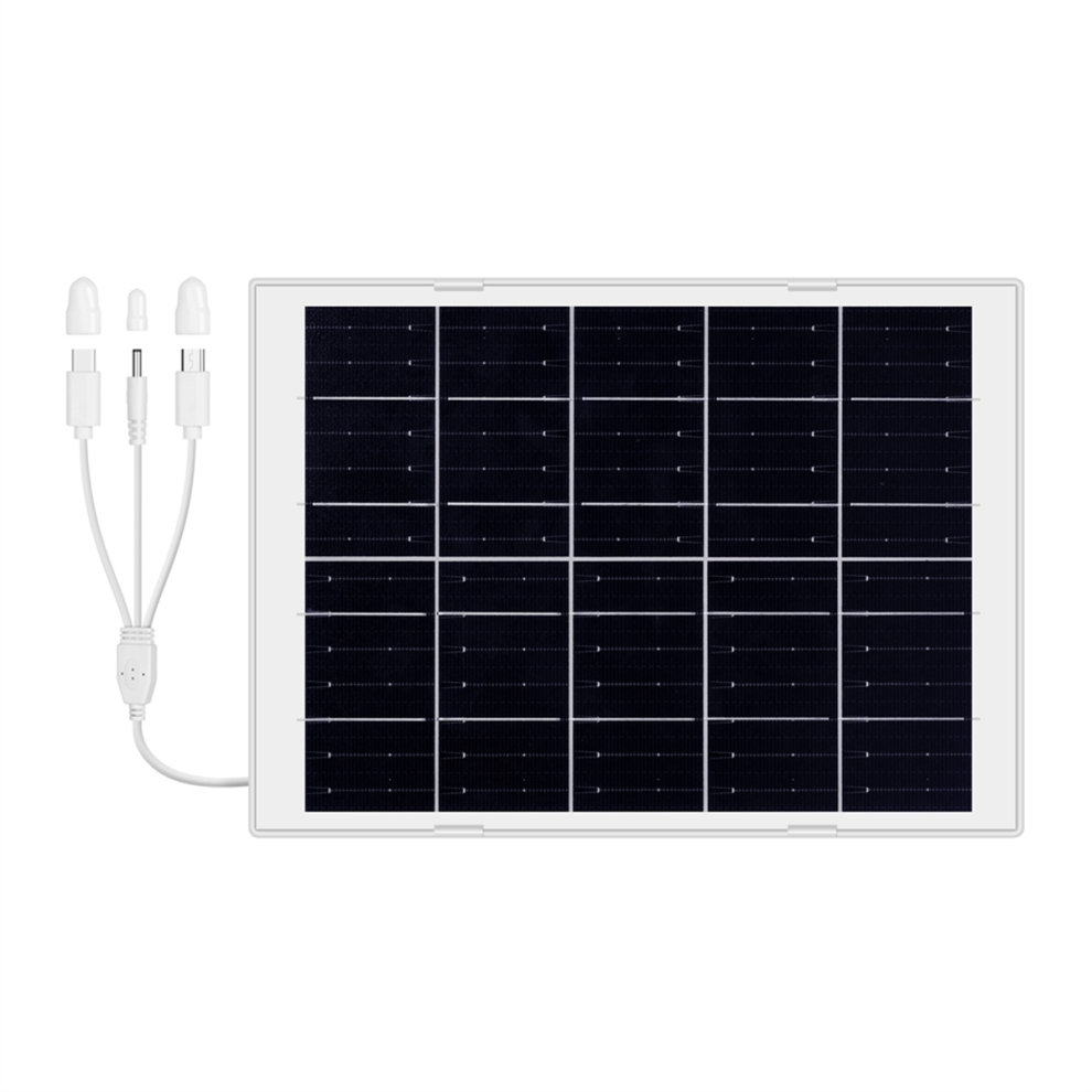 Solar Panel 8W Charge IP65 Waterproof 3-In-1 Cable