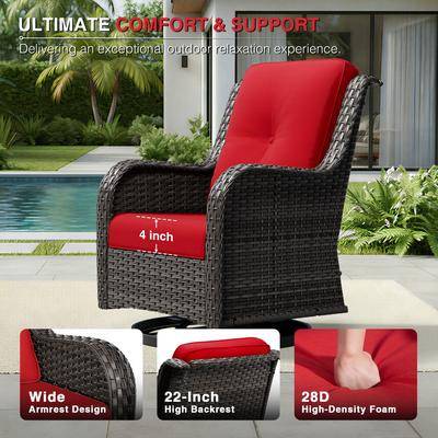 Brown Wicker Patio Swivel Rocking Chair