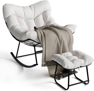 Papasan Garvee Oversized Papasan Rocking Chair with Footrest