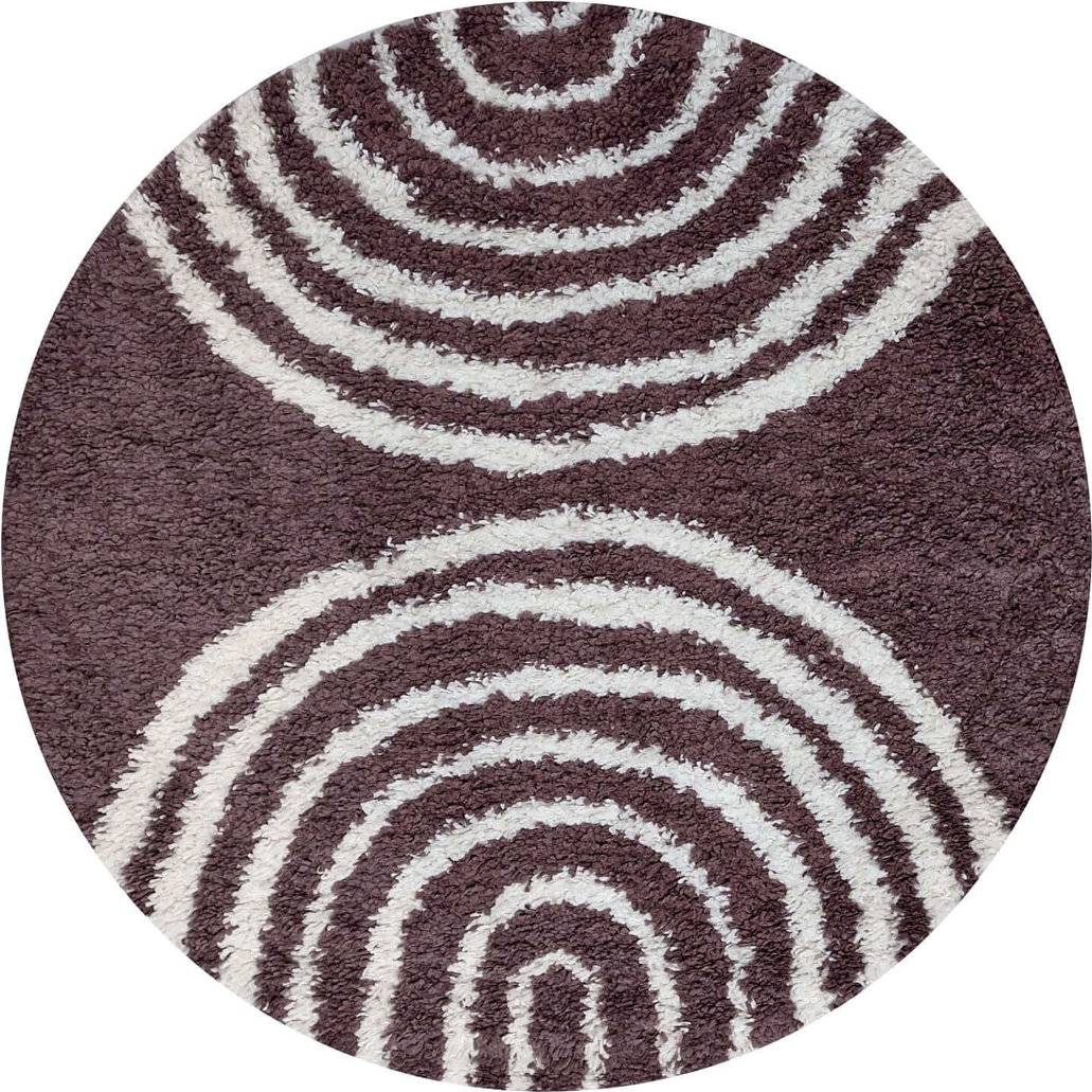 THE RUGS Moodi Modern Shaggy Area Rug Abstract Line Design Round 120 cm Purple