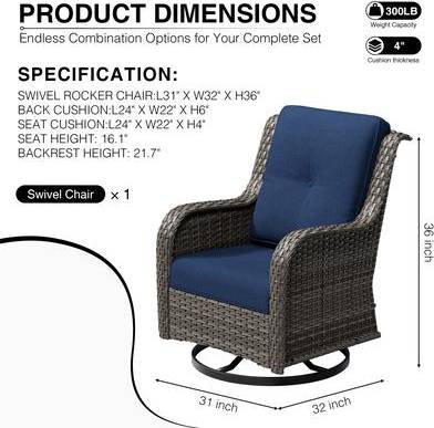 Brown Wicker Patio Swivel Rocking Chair