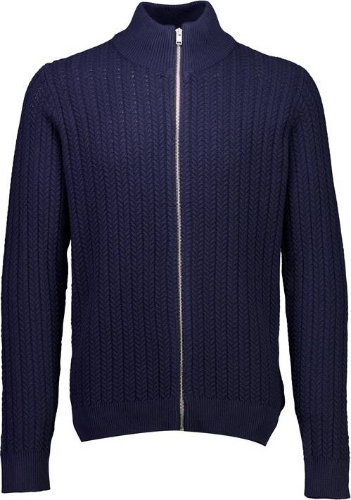 Lindbergh Structure Full Zip Herr Cardigans - Blå