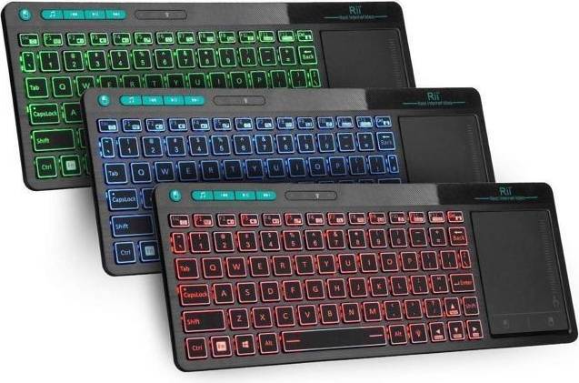 K18 Rii K18 Plus Wireless 3-LED Backlit Multimedia Keyboard