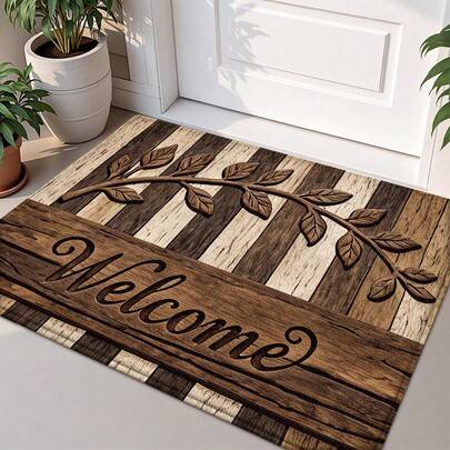 Shein Life Tree Pattern Wool Felt Doormat Multicolour cm