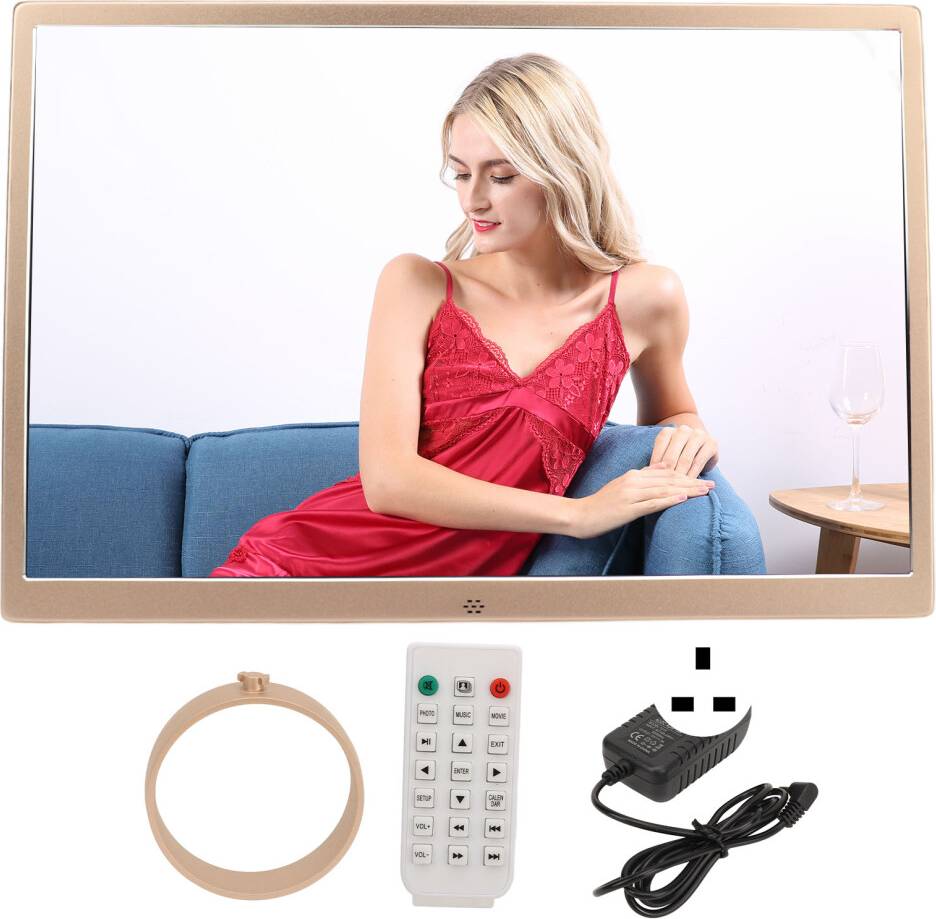 15.2 Inch Digital Photo Frame Aluminum Gold