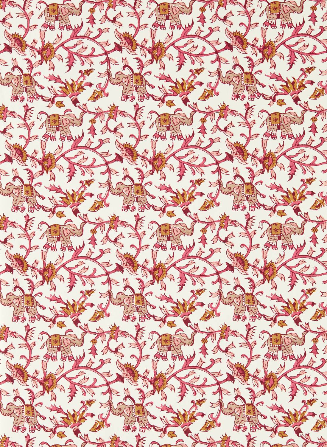 Clarke & Clarke Wallpaper Hathi Raspberry Red