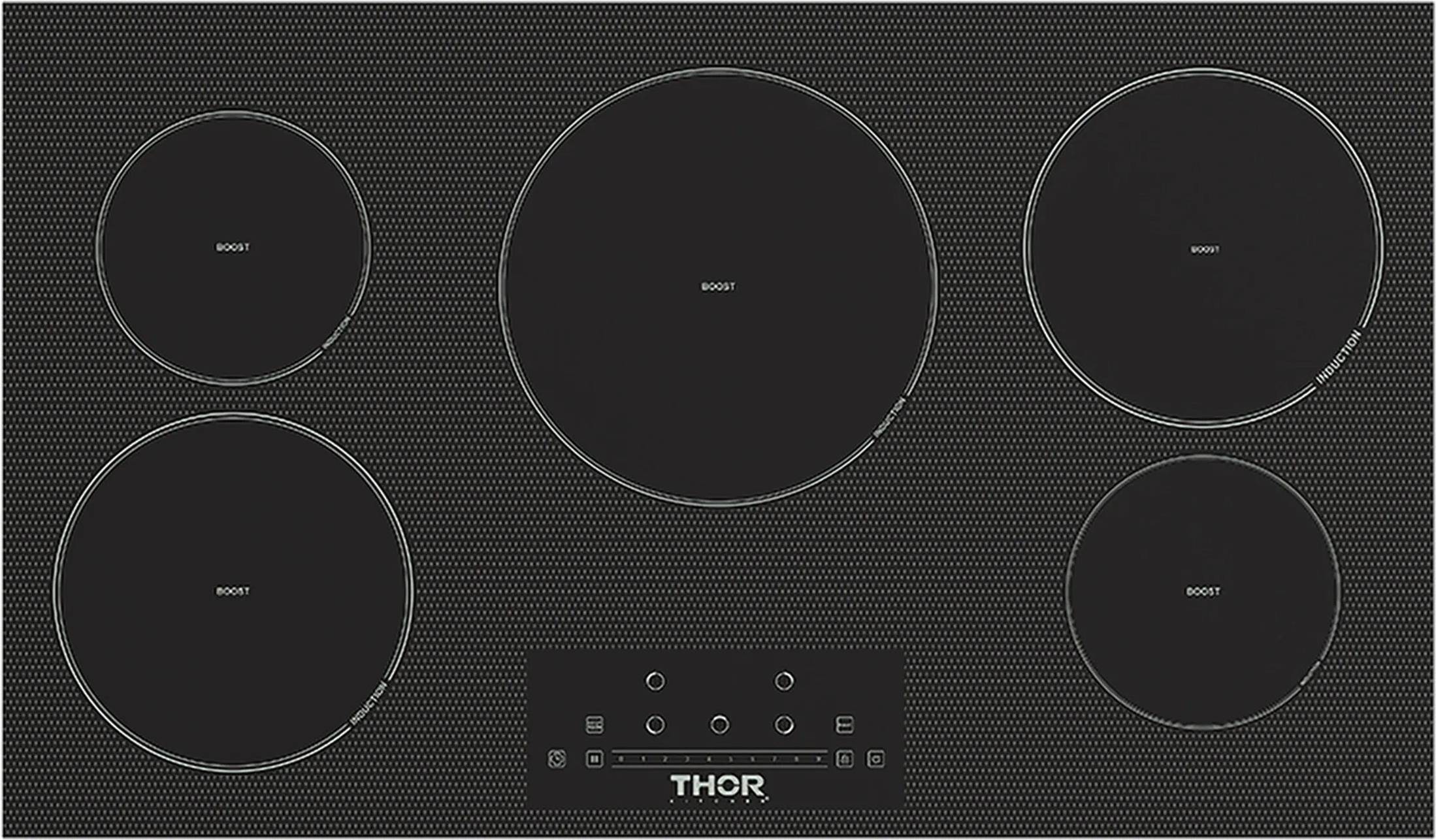 5 burner induction hob Thor Kitchen 36-Inch 5-Element Induction Cooktop Black