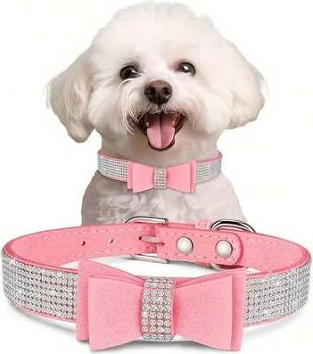 Shein Sparkling Rhinestone Dog Collar Adjustable Medium Sized