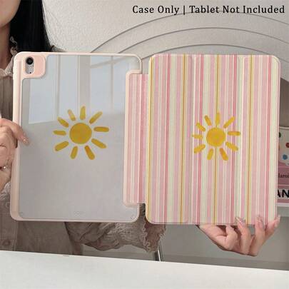 Shein Pink Striped Sun Pattern Tablet Case