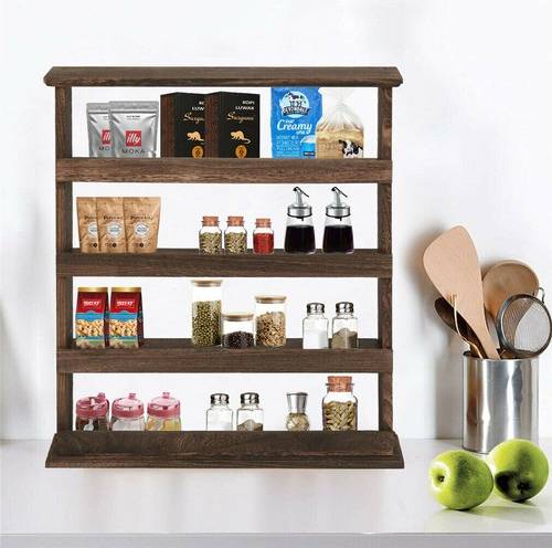 Unho 4tier Rustic Wooden Spice Rack Storage