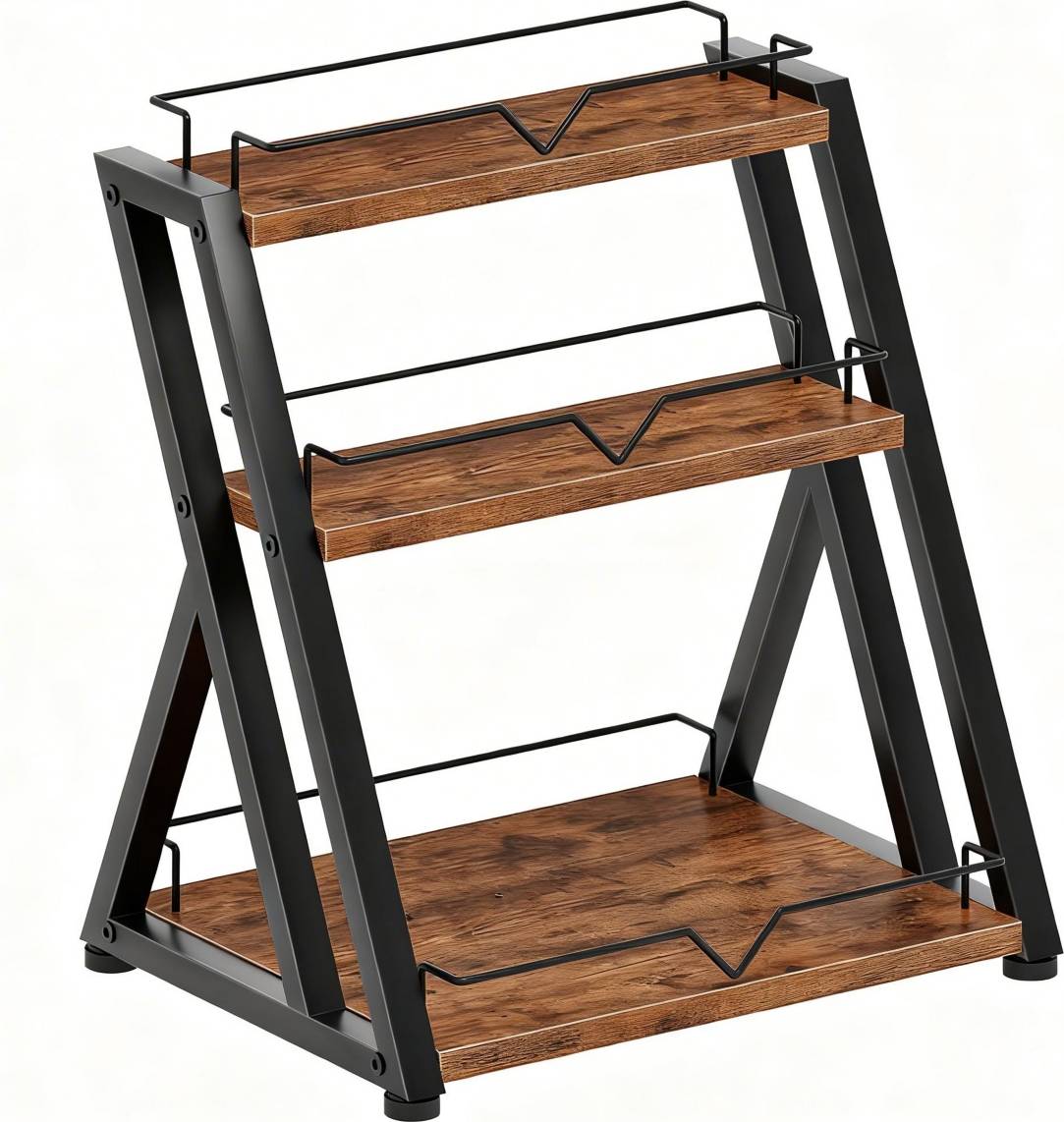 YIGII 3-Tier Spice Rack Countertop Rustic Metal Shelf