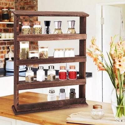 Unho Rustic Wood Wall Hanging Spice Rack