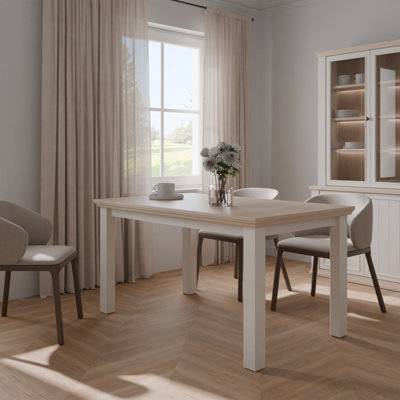 Furniture To Go Pontypool Rectangular 150x90cm White Riva Oak Dining Table