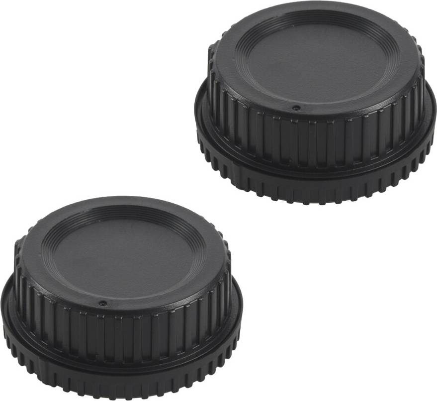 2X Black Plastic Camera Body Cover Rear Lens Cap