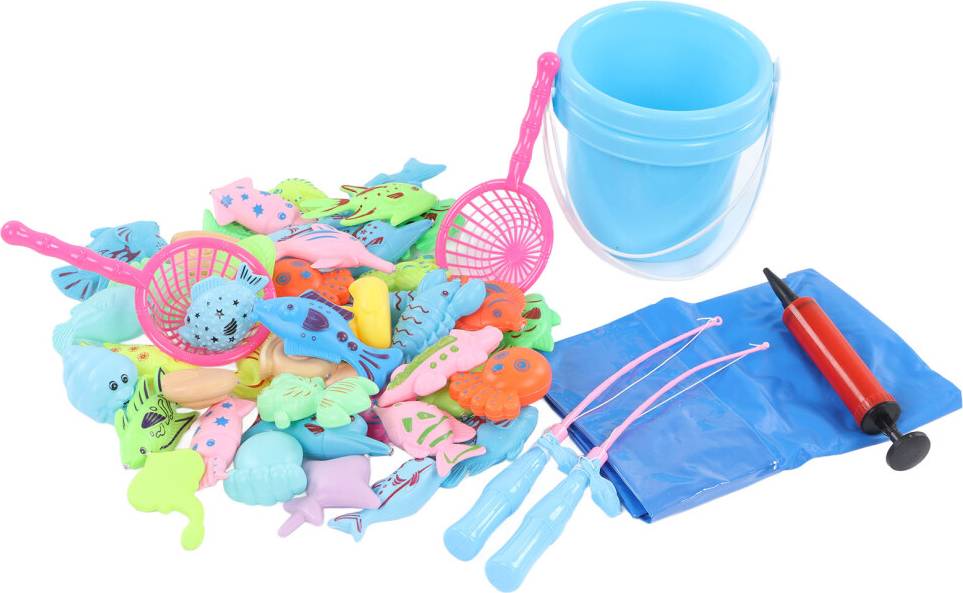 Magnetic Fishing Game with Inflatable Pool Bath Toy