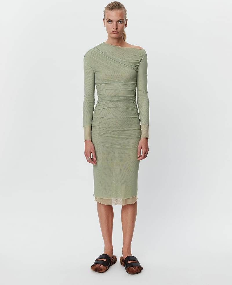 Tahira Mesh Solid Rd - Green