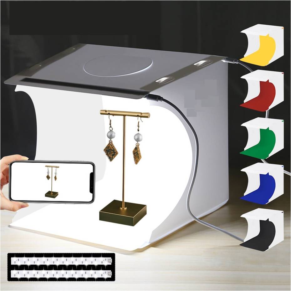 Backdrops for photography 2LED Mini Photo Studio Box with 6 Backdrops