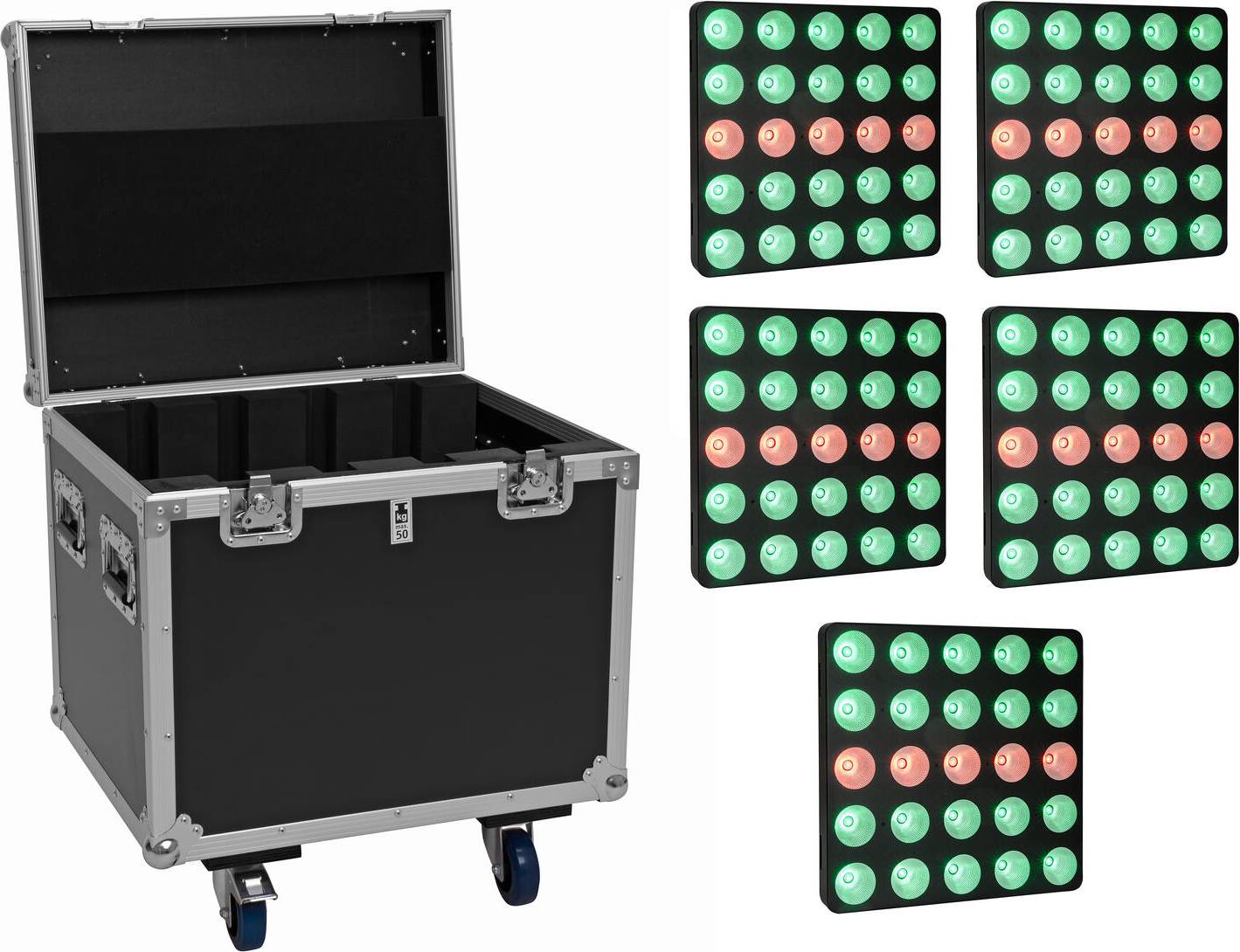 Eurolite Set 4x LED Pixel Matrixpanel 5x5 RGB WW Flightcase