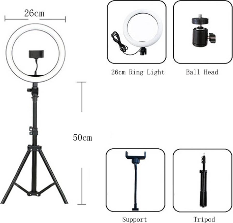 Ring light stativ 10 Inch LED Ring Light Med Stativ