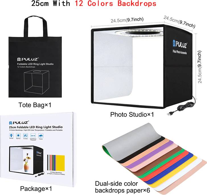 Puluz Mini Fotostudio Box Ring Led Kit