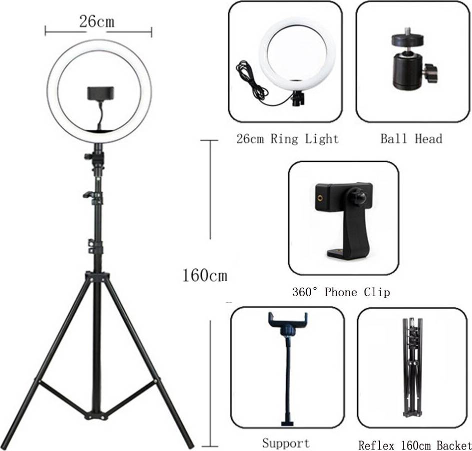 Ring light stativ 10 Inch LED Ring Light Med Stativ