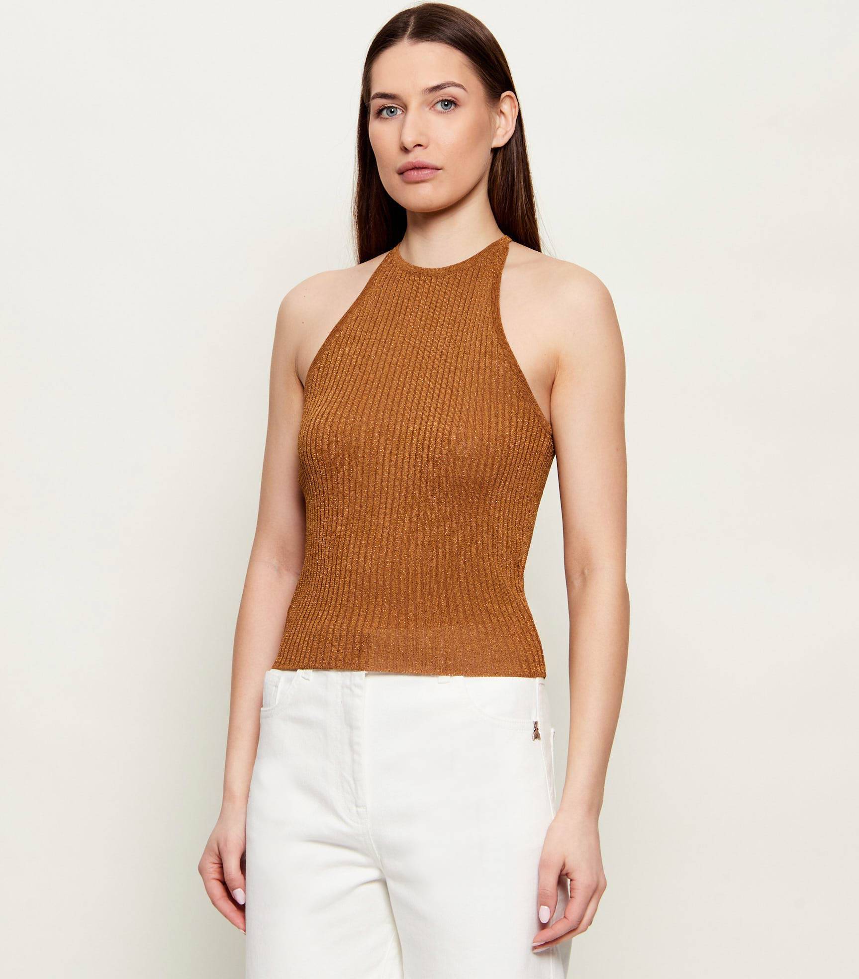 Pinko Tie Ribbed Top Toppar -