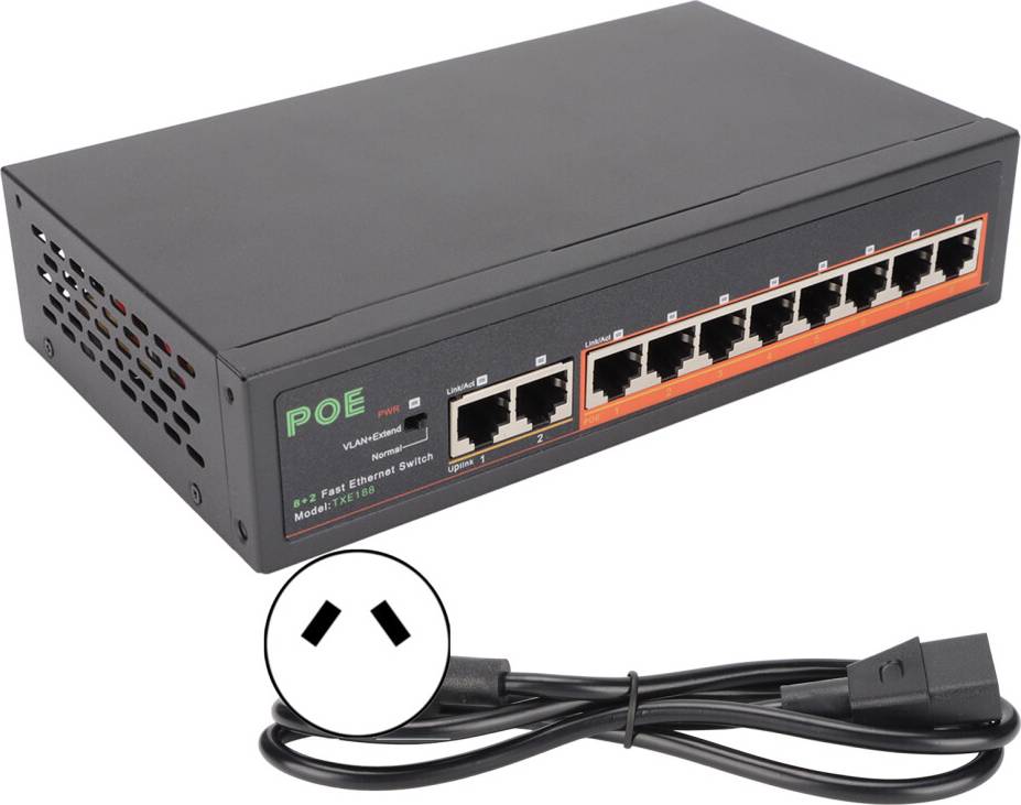 8 Port PoE Switch RJ45 LED Aluminium Alloy