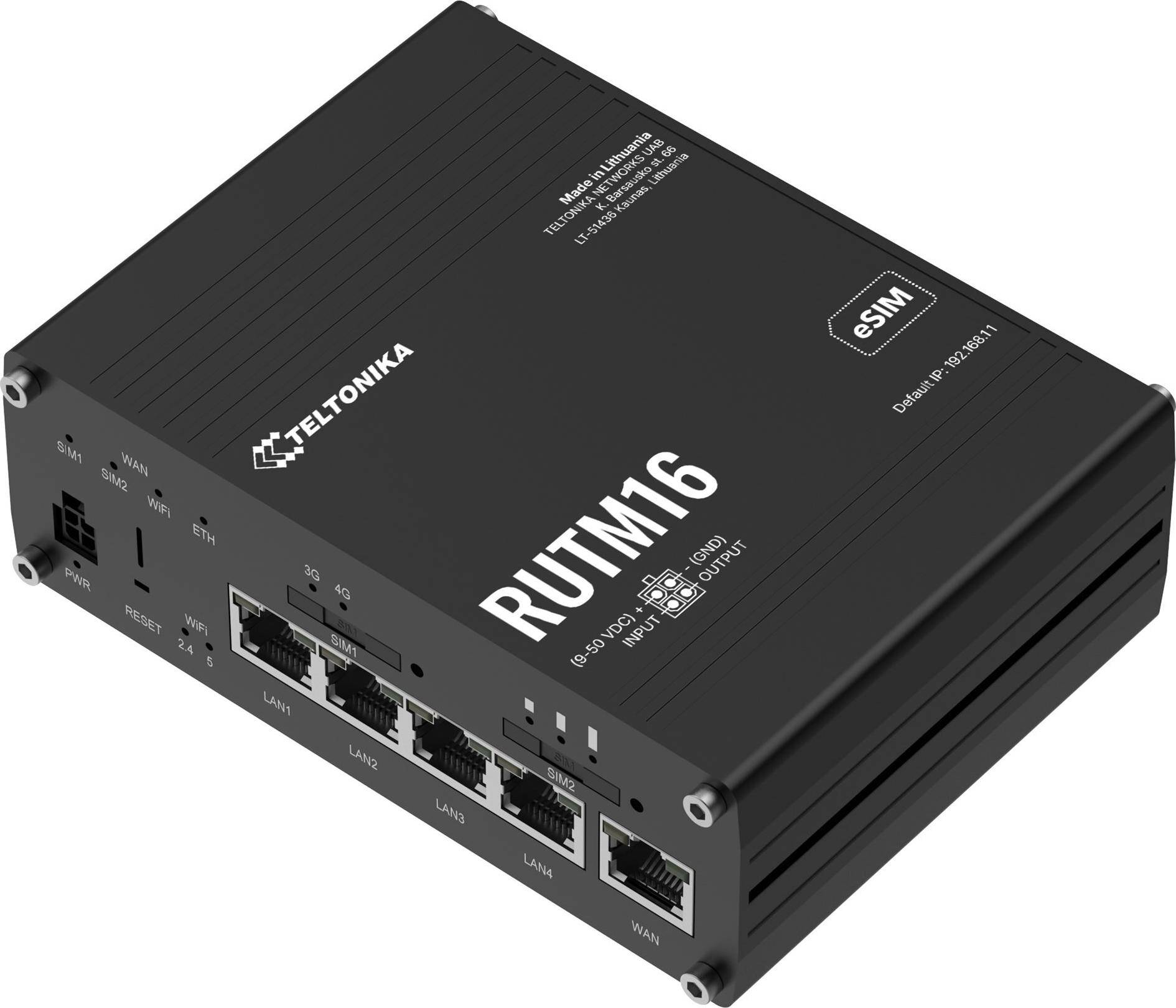 Teltonika RUTM16 4G Wireless Router - Black
