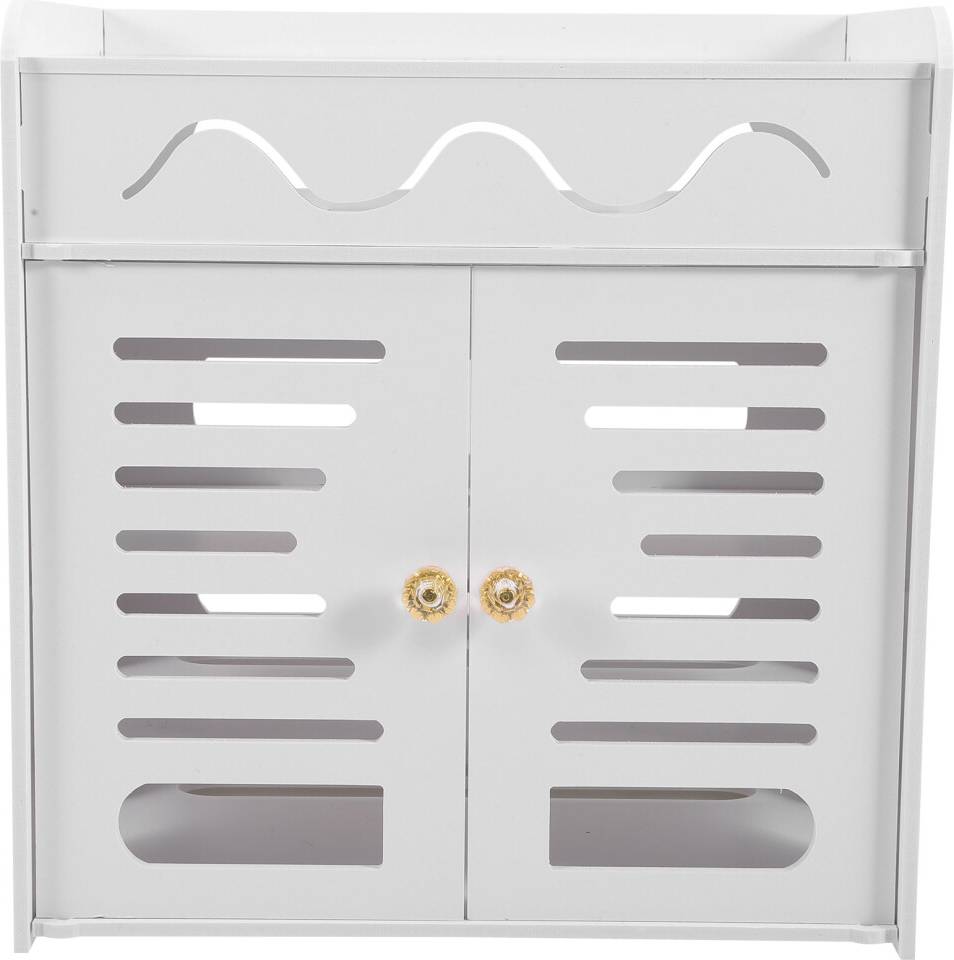 Solustre 3Pz Porta Router Bianco Con Murale E Cavi