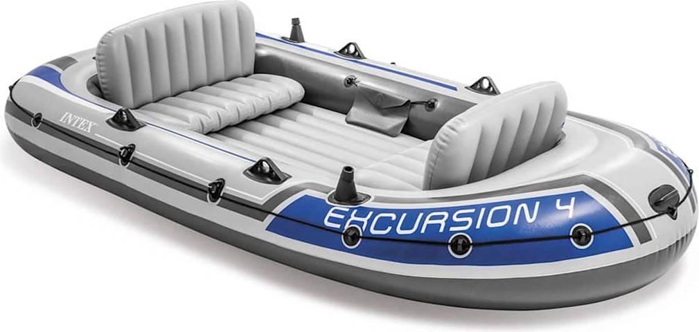 Intex Excursion 4 Inflatable Boat Set with Oars and Pump