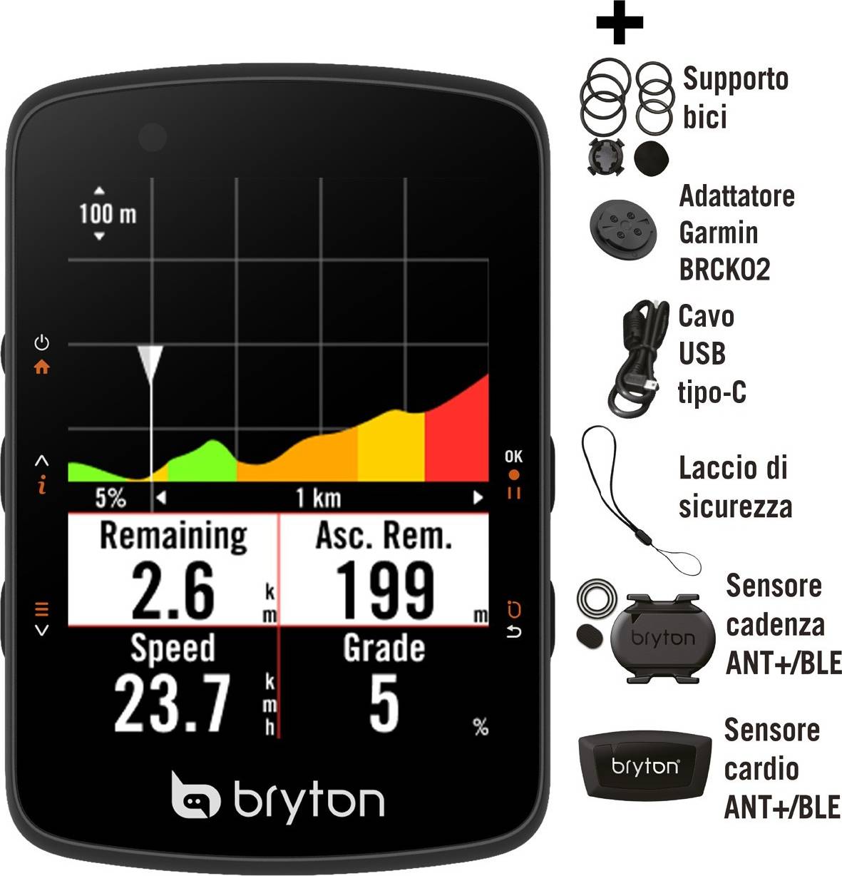 Bryton Rider 550D GPS Cycling Computer Sensor Bundle