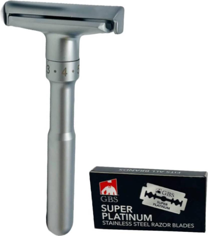 Adjustable Double Edge Safety Razor with Ergonomic Handle