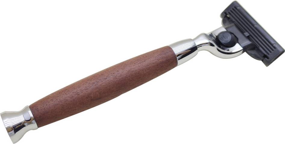 Wooden Handle 3-Blade Safety Razor