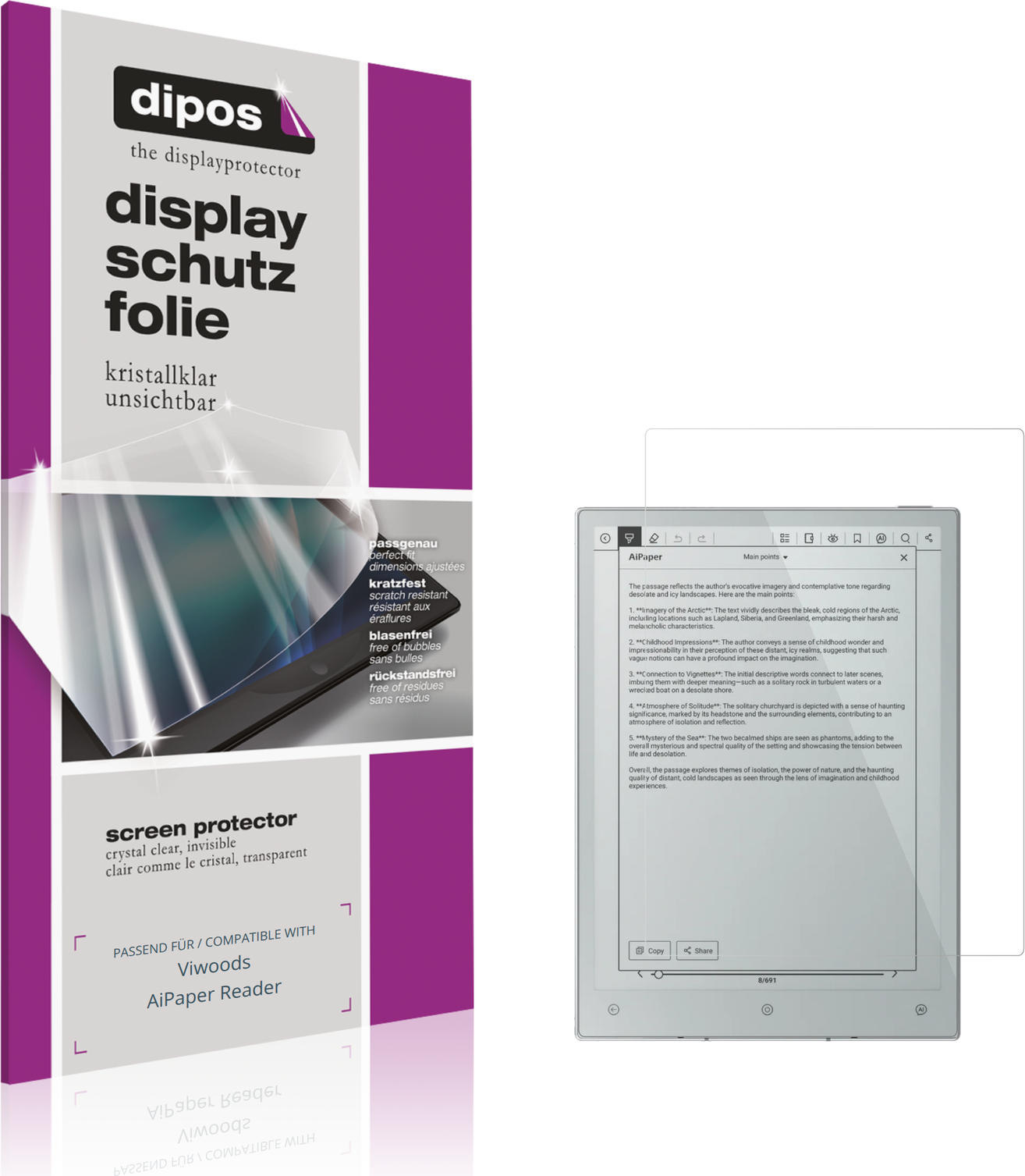 Dipos Screen Protector For Viwoods Aipaper Reader