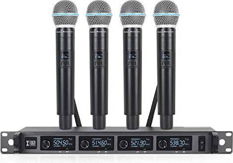 XTuga Wireless Microphone System 4 Handheld