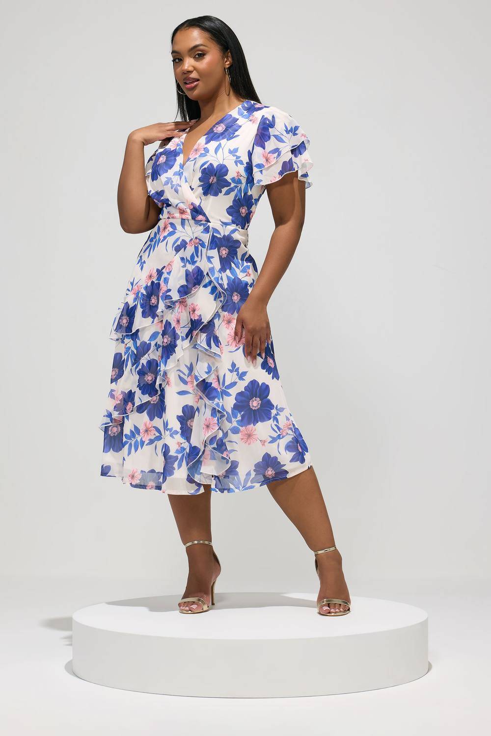 Yours Floral Ruffle Midi Dress - Multicolor