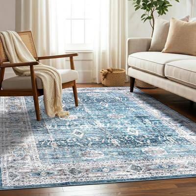 Delara Machine Washable Area Rug 5 x 7 Blue 60x"