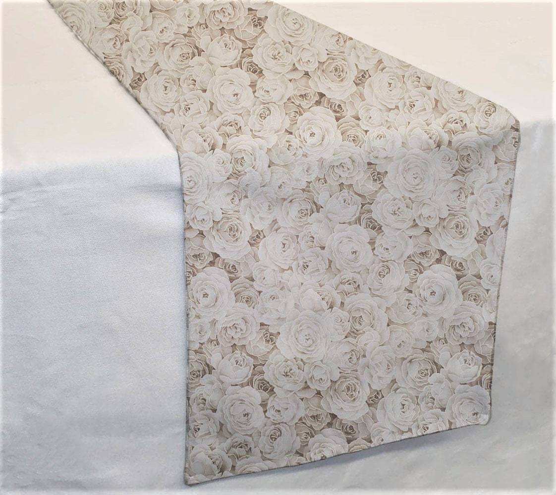 Etsy Enchanted Shimmer Roses Table Runner Cloths & Tissues White