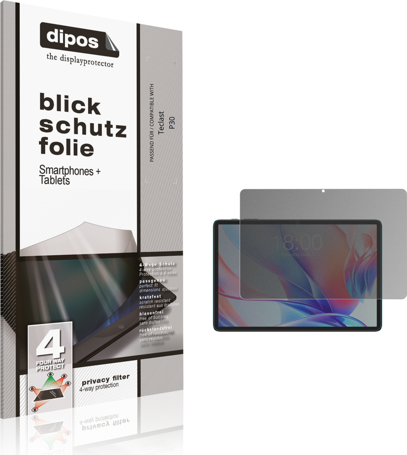 Dipos Teclast P30 Privacy Filter Screen Protector