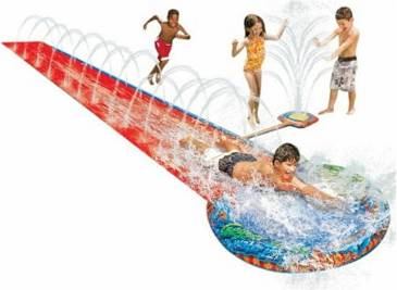 B&Q Splash Ramp Blue Red Water Slide With Sprinkler