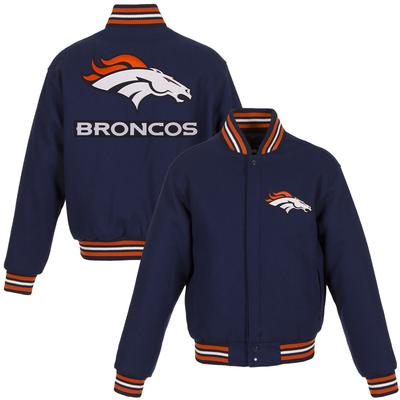 JH Design Embroidered Logo All-Wool Jacket - Navy
