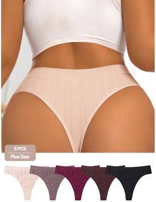 Shein Basic Solid Seamless Comfortable Ribbed Knitted Panties