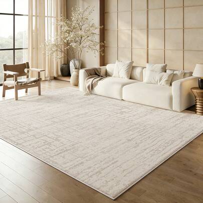 Shein Minimalist Line Pattern Area Rug Beige