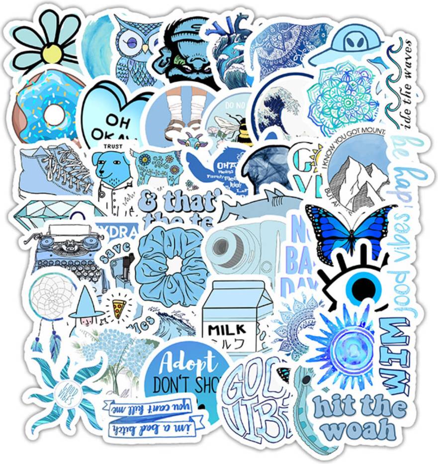 PVC Blue Stickers 50Pcs