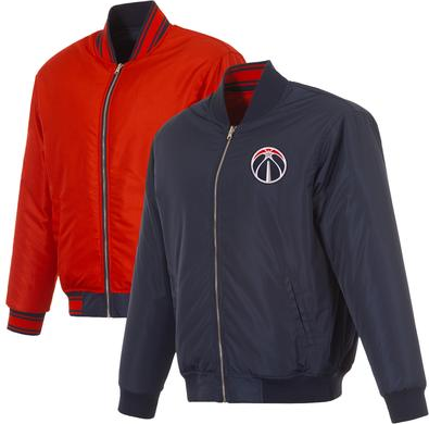 JH Design Reversible Full-Zip Flight Jacket - Navy/Red