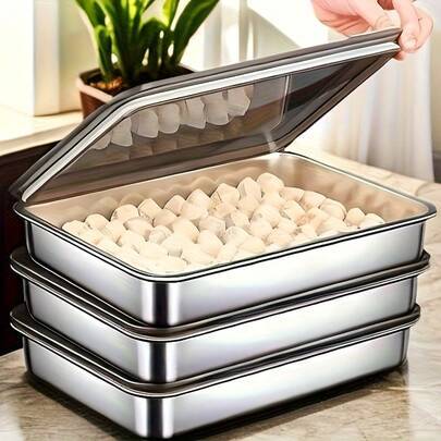 Shein Stainless Steel Storage Containers With Lids Food Container 3pcs