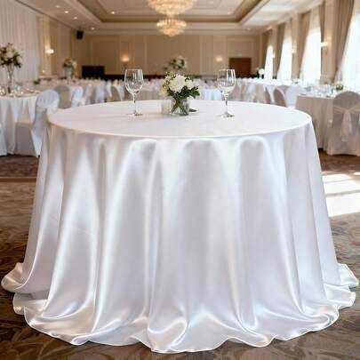 Shein Solid Color Velvet Polyester Tablecloth White