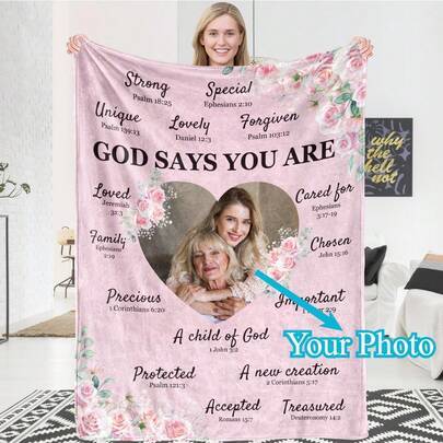 Shein Personalized Custom Made Photo Blankets Multicolor